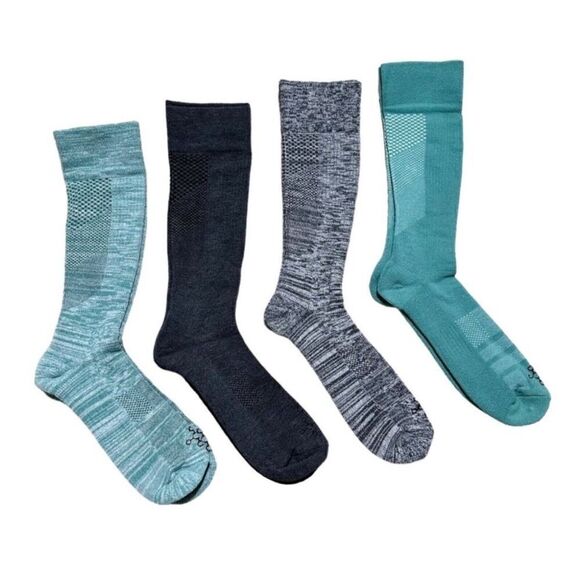 TOMMIE COPPER Compression Over-the-Calf Socks Gray/Jade Green (4)Pack Medium NWT - Picture 1 of 8